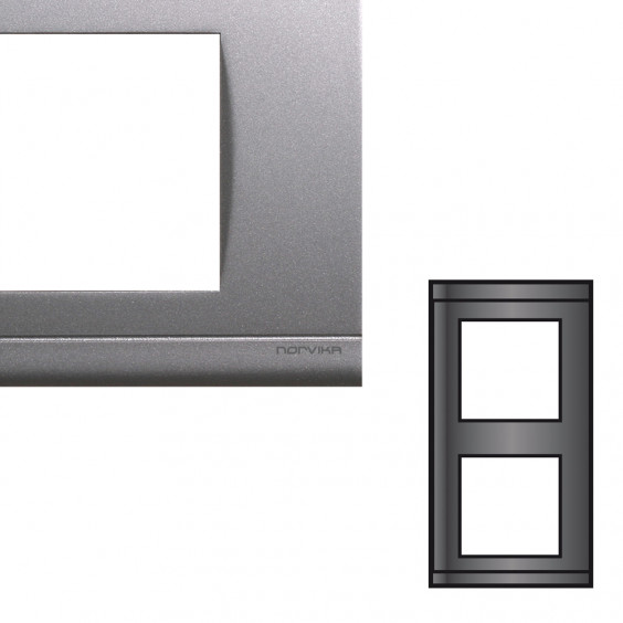 NORVIKA Plaque Double Verticale Entraxe 71mm Gris alu 