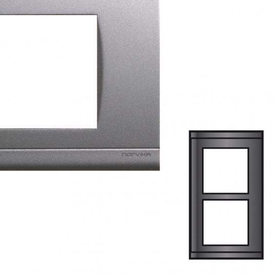 NORVIKA Plaque Double Verticale Entraxe 57mm Gris alu 