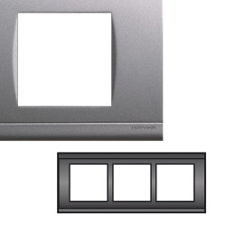 NORVIKA Plaque Triple Verticale Entraxe 57mm Gris alu 