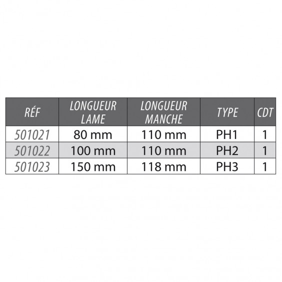 Tournevis Cruciforme Lame Traversante PH1x80 mm KARX
