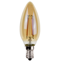 Ampoules LED flamme à filaments E14 - Verre ambré