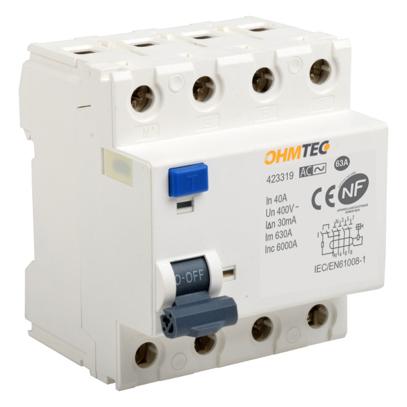 Interrupteur Différentiel Thomson 40A/30mA Type AC - Compatible Tableau Easy Connect - Norme NF - 2 Modules - Protection Fuite Courant