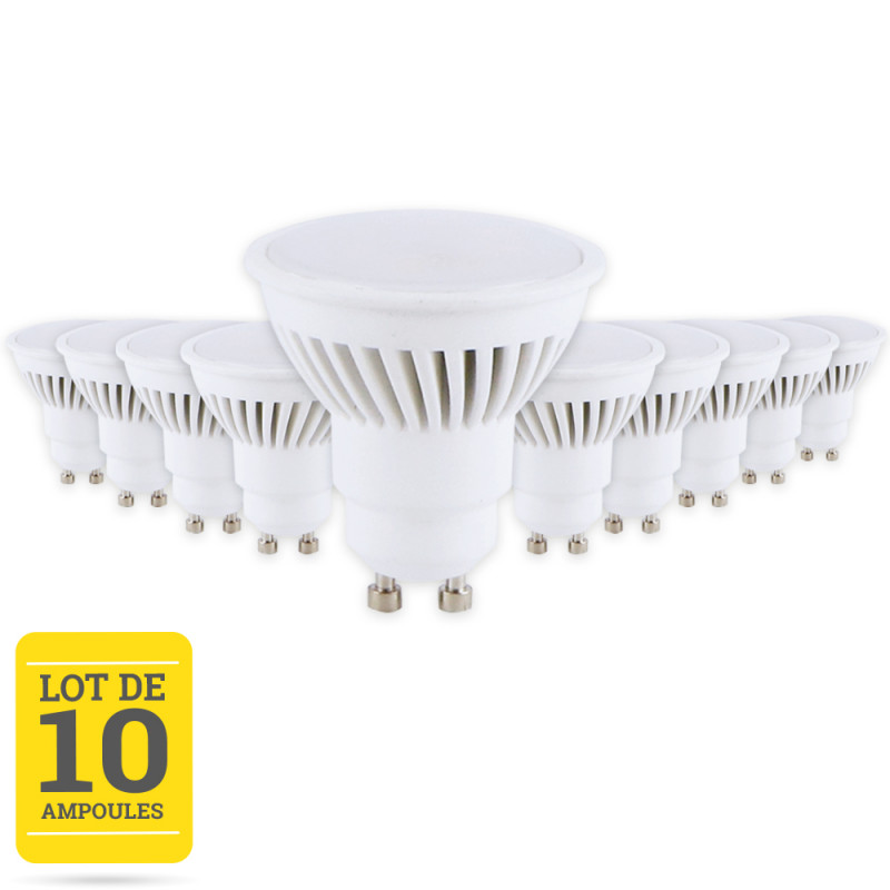 Lot de 10 ampoules LED GU10 9W blanc chaud