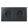NOANE Double Prise Murale Encastrable 2P+T Complete Anthracite