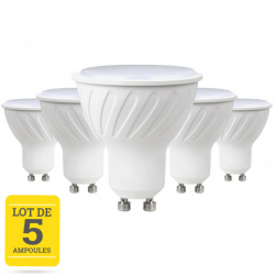 Lot de 5 ampoules LED GU10 7W Blanc Chaud - Dimmable