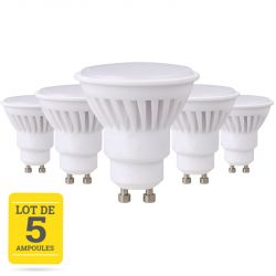 Lot de 5 ampoules LED GU10 9W blanc chaud