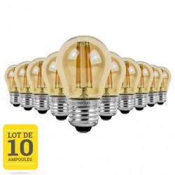 Lot de 10 Ampoules LED à filaments E27 4W blanc neutre - Verre ambré - variable
