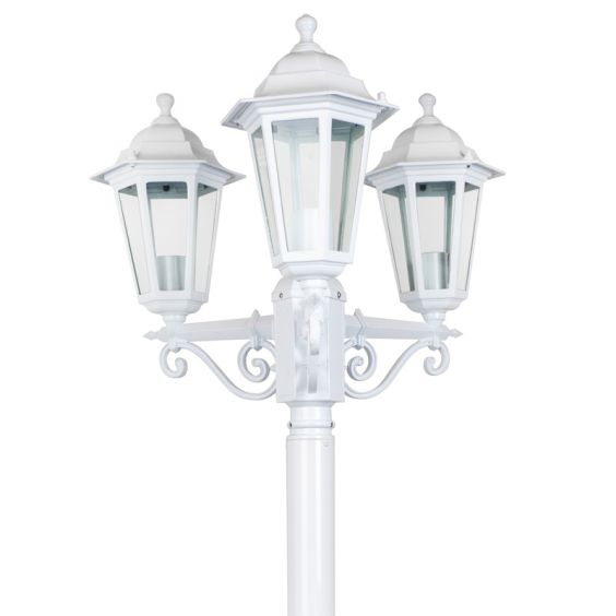Lampadaire Extérieur 3 Têtes 3x100W Fonte Blanc INITIALIS