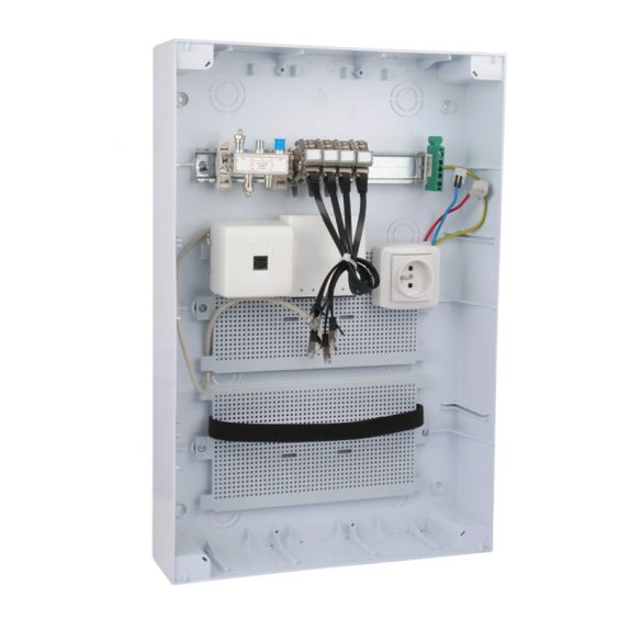 Coffret de Communication TEL/TV WIFI/ADSL avec 4 connecteurs RJ45 + Arrive fibre optique - GRADE2 NALTO