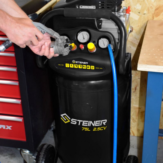 Compresseur Vertical 75L 2.5CV + Kit Pneumatique 8 pièces
