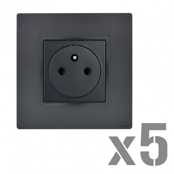 NOANE Lot 5 Prises 2P+T Affleurantes 16A Complètes Anthracite 