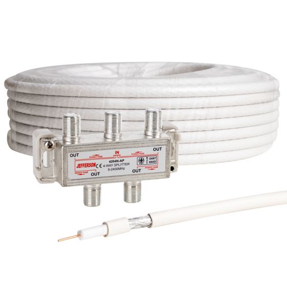Câble Coxial Pour Antenne TV /SAT 20m 21VATC + Répartiteur TV