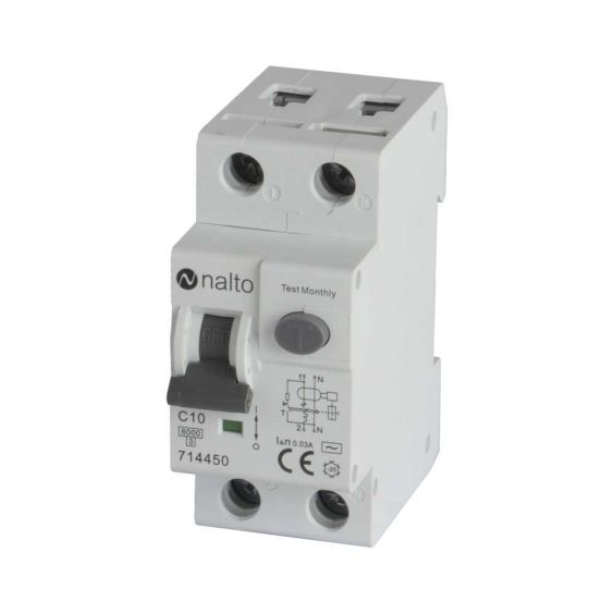 Disjoncteur Différentiel 10A - 30mA 1P+N Courbe C NALTO