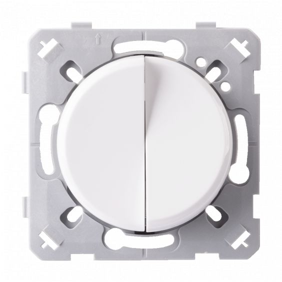 Interrupteur Va et vient + Poussoir Droite Blanc EPURE