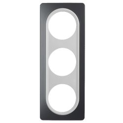 Plaque Triple Gris Anthracite Insert Blanc EPURE
