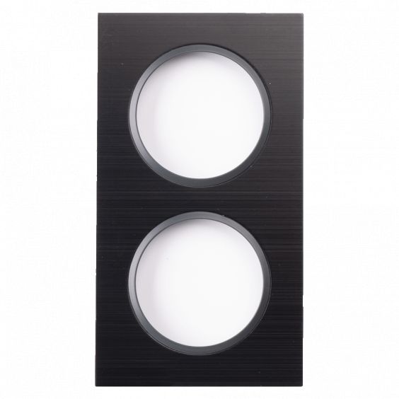 Plaque Double Noir Brossé Cercle Anthracite EPURE