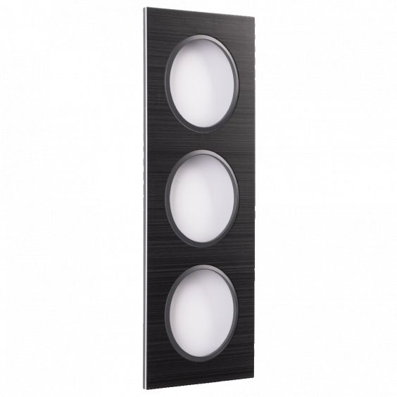 Plaque Triple Noir Brossé Cercle Anthracite EPURE