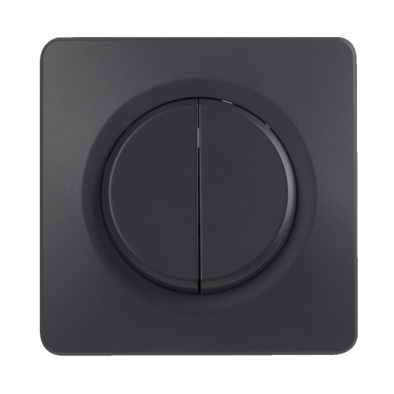 OHMTEC Epure Double Interrupteur Va et vient Anthracite 
