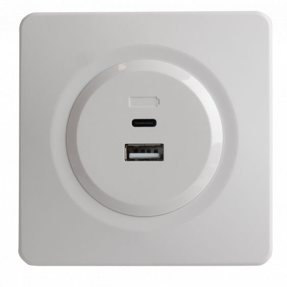 OHMTEC Epure Prise Chargeur Mixte Usb / Usb-C Blanc 