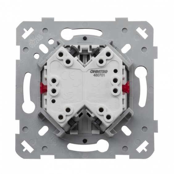 OHMTEC Epure Double interrupteur va et vient blanc/anthracite complet