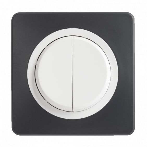 OHMTEC Epure Interrupteur Va et vient + Poussoir Droite Blanc 