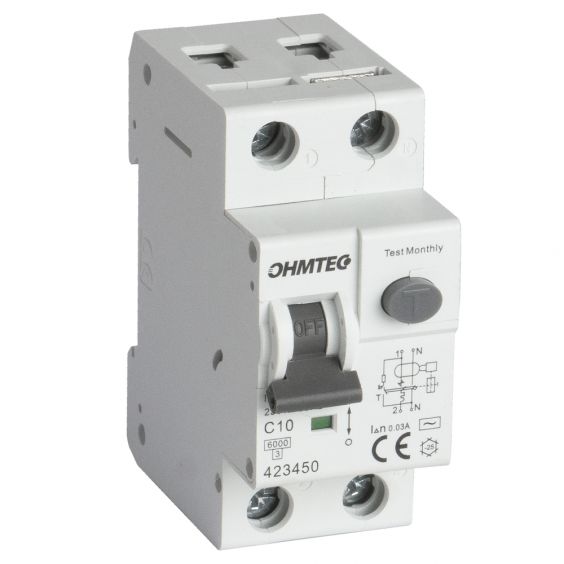 Disjoncteur différentiel à vis 1P+N 10A 30mA 6kA Courbe C