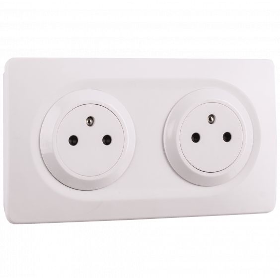 OHMTEC Epure Bloc 2 Prises 2P+T Affleurantes Cablées + Plaques Blanc