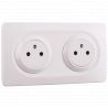 OHMTEC Epure Bloc 2 Prises 2P+T Affleurantes Cablées + Plaques Blanc
