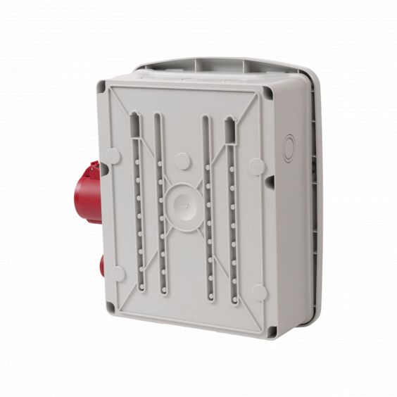 Coffret de chantier avec 4 prises monophasées + 1 Prise Tétrapolaire 32A OHMTEC