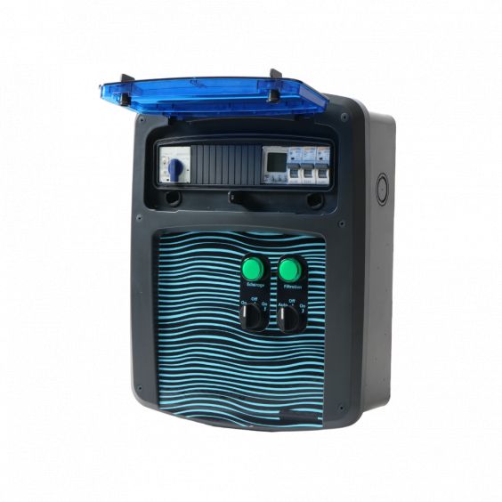 Coffret piscine pour filtration éclairage + traitement de l'eau + pompe à chaleur OHMTEC