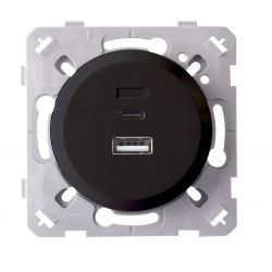 OHMTEC Epure Prise chargeur mixte Usb/Usb-C anthracite 