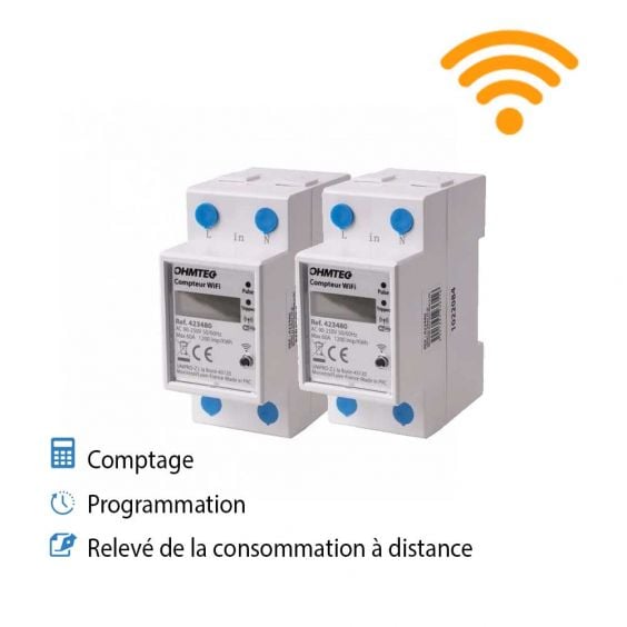 Kit comptage connecté wifi + programmation + relevé à distance pour coffret de camping 2 prises ou 2 raccordements