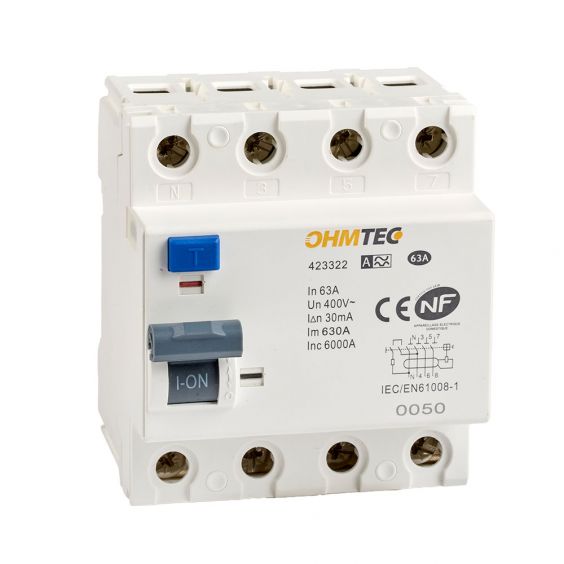 Interrupteurs différentiels tétrapolaires 63A 30mA type A NF OHMTEC