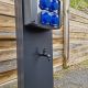 Borne de camping 4 prises CEE 16A avec protection et robinet OHMTEC