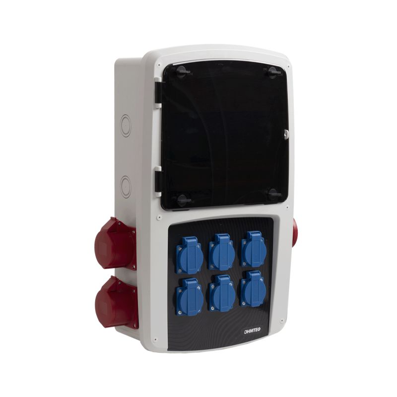Coffret de chantier 6 prises monophasées + 2 prises triphasées 16A