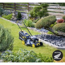 Tondeuse thermique tractée 4 en 1 mulching 51cm moteur HONDA 166 cm³ STEINER