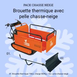 Brouette thermique 196cc benne extensible charge 500Kg + lame chasse-neige