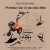 Motoculteur motobineuse thermique essence 8CV - 223cc à engrenages + 8 fraises + 2 roues + buteur + charrue + arracheuse