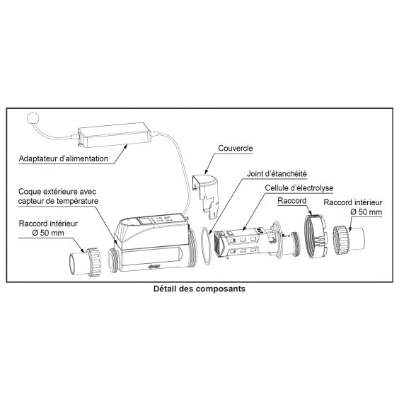 Cellule pour électrolyseur au sel 12g/h réf 600783 STEINER