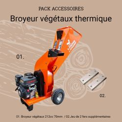 Pack broyeur de végétaux thermique 212cc 70mm + 2 fers ST PIERRE DU CHAMP