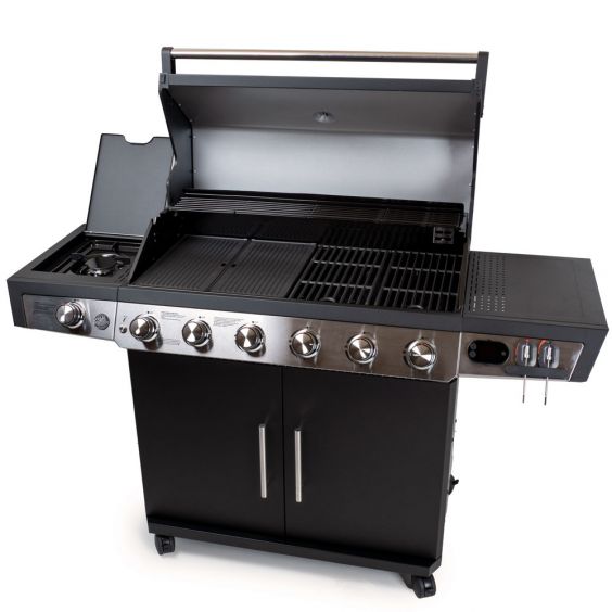 Barbecue gaz 7 brûleurs dont 1 latéral avec planchas et grilles de cuisson combinées ROSTER 