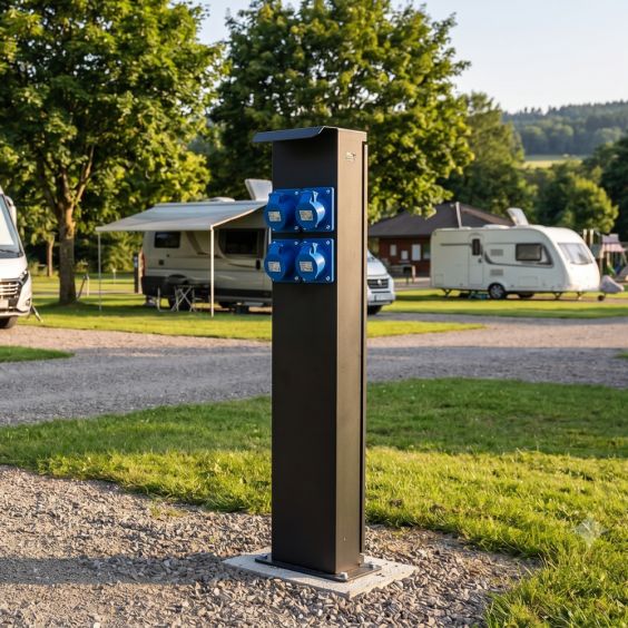 Potelet camping 80cm 4 prises CEE 16A avec protection OHMTEC