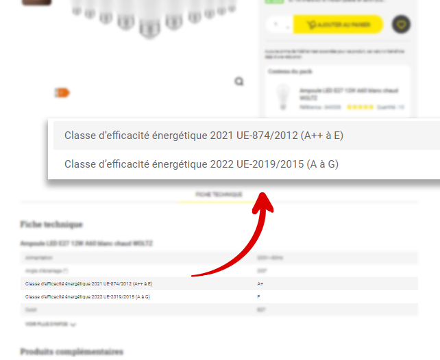 L'étiquette énergétique d'une ampoule en 2022 ?